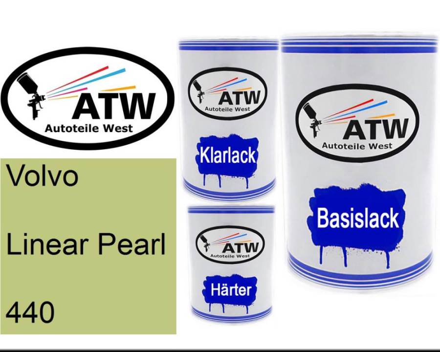 Volvo, Linear Pearl, 440: 500ml Lackdose + 500ml Klarlack + 250ml Härter - Set, von ATW Autoteile West.